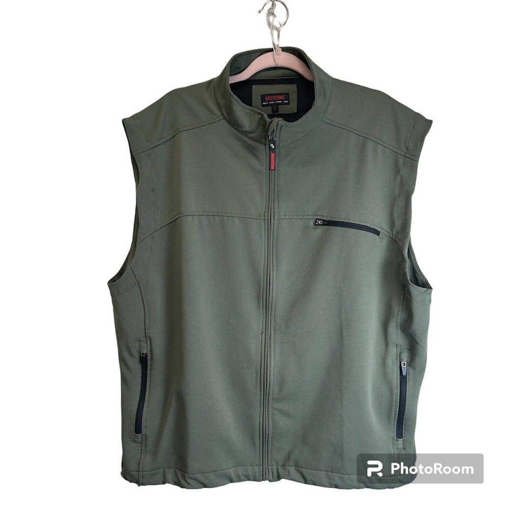 Wolverine Men's Vest Full Zip Up Jacket Size XL Green Sleeveless Gorpcore